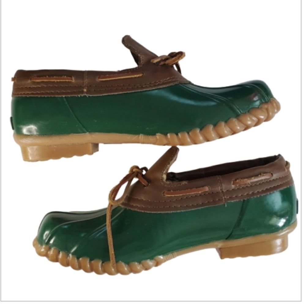 KHOMBU low rain boot glossy green low‎ duck shoe 7